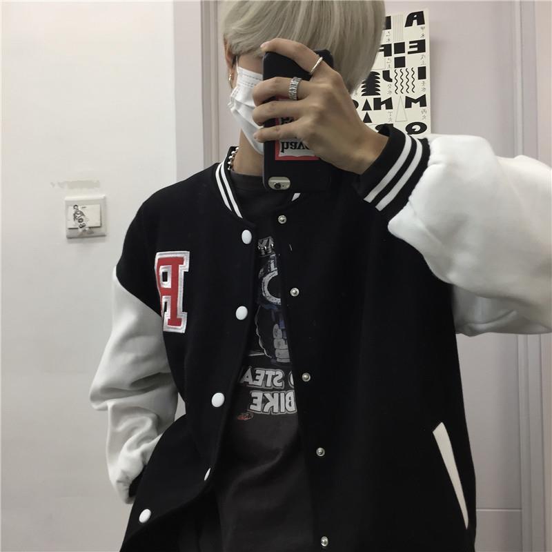 Women Loose Retro Baseball Uniform Jacket