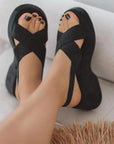 Lazy Suede Cross Strap Casual Fashion Open Toe Sandals For Women