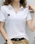 Women's V-neck Short-sleeved High-end Western Style Youthful-looking Casual Top