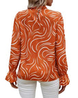 Women's Water Ripple Printed Long-sleeved Top