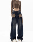 Spring New Niche Design Contrast Color Jeans Women