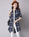 Plaid Women's Shirt, Long Sleeves, Loose And Thin, Mid-length Women