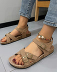 Women's Belt Buckle Cross Strap Large Size Flat Bottom Casual Slippers