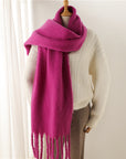 Solid Color Warm Tassel Scarf