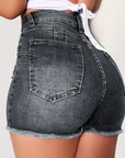 Women's Stretch Slim Fit Ripped Tassel Denim Shorts