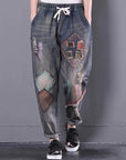 Retro Ethnic Embroidered Patch Jeans