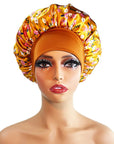 Wide-brimmed Satin Printing Nightcap Beauty Shower Cap Stretch