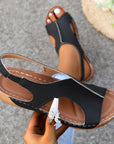 New Summer Wedges Sandals With Elastic Band Design Casual Fish Mouth Shoes For Women