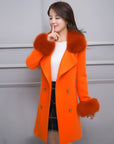 Big Fur Collar Warm Mid-length With Belt Coat