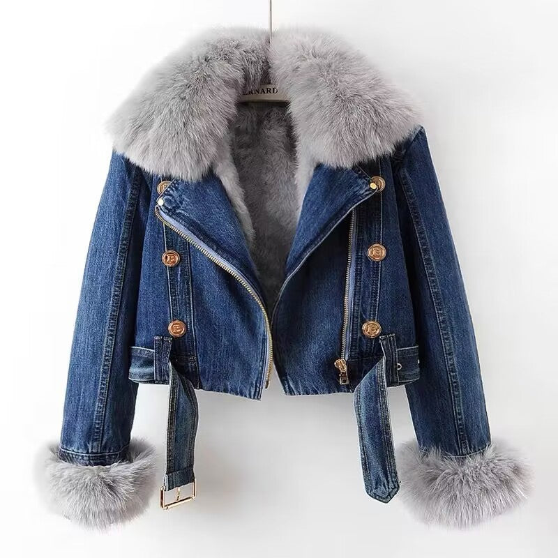 Detachable Fur Denim Jacket