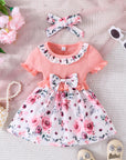 Girls' Printed Dress Headscarf Two-piece Set