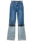 Women's Contrasting Color Patchwork Washed Jeans