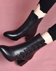 Decorative Button Zipper Non-slip Wear-resistant Fashion Boots Women's Shoes