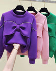 Fashionable Diamond Bow Sweater