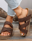 Woven Cross-strap Slippers Summer Platform Sandals Women Flat Beach Shoes