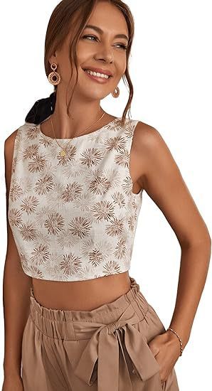 Bohemian Sleeveless Backless Lace-up Cropped Tank Top