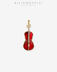 Light Luxury Cold Style Violin Brooch Pin