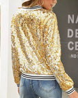 Fashion Colorblock Sequins Short Casual Jacket