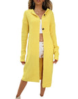 Sweater Cardigan Solid Color Long Sleeve Hooded Long Knitted Cardigan Women's Coat