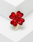 Fashion Simple And Compact Heart Shape Rhinestone Four-leaf Clover Brooch