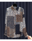 Women's Design Long Sleeve All-match Vintage Leopard Print Shirt