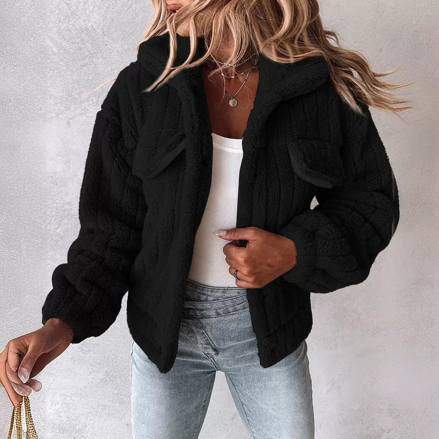 Sunken Stripe Velvet Short Coat