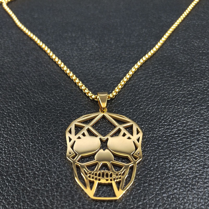 Personality Punk Gothic Hip Hop Hollow Skull Necklace Accessories