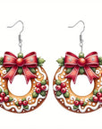 Christmas Cookie Wreath Acrylic Earrings