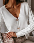 V-neck cardigan sweater