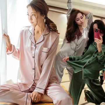 Long sleeve trousers women's pajamas two piece suit