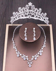 Bridal Rhinestone Crown Necklace Set Wedding Accessories