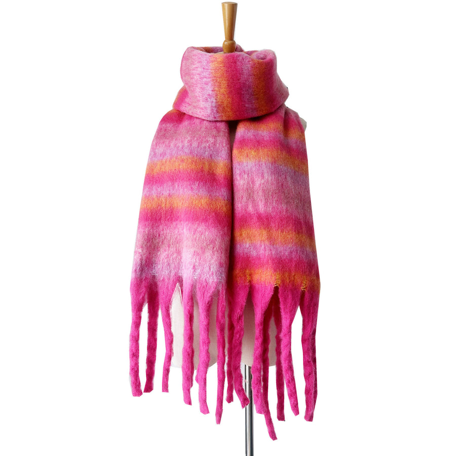 Winter Thickened Circle Yarn Striped Scarf Shawl