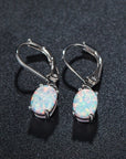 Four-claw Oval Opal Earrings European And American Ornament