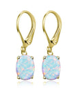 Four-claw Oval Opal Earrings European And American Ornament