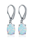 Four-claw Oval Opal Earrings European And American Ornament