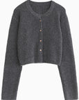 Autumn New Simple Round Neck Knitted Cardigan