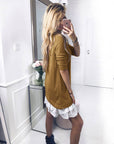 Long sleeve stitching ruffle dress women dress