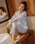 Long sleeve trousers women's pajamas two piece suit