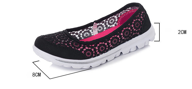 Plus size breathable beanie lace flats for women