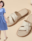 Summer Flat Plus Size Soft Bottom Non-slip Tendon Bottom Soft Leather Sandals