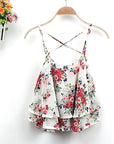 Blusa Hot 4Colors Women Summer Strap Floral Print Chiffon Blouse Sexy Tops Retro Floral Cross-Shoulder Shirts Sleeveless T