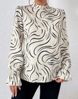 Women's Water Ripple Printed Long-sleeved Top