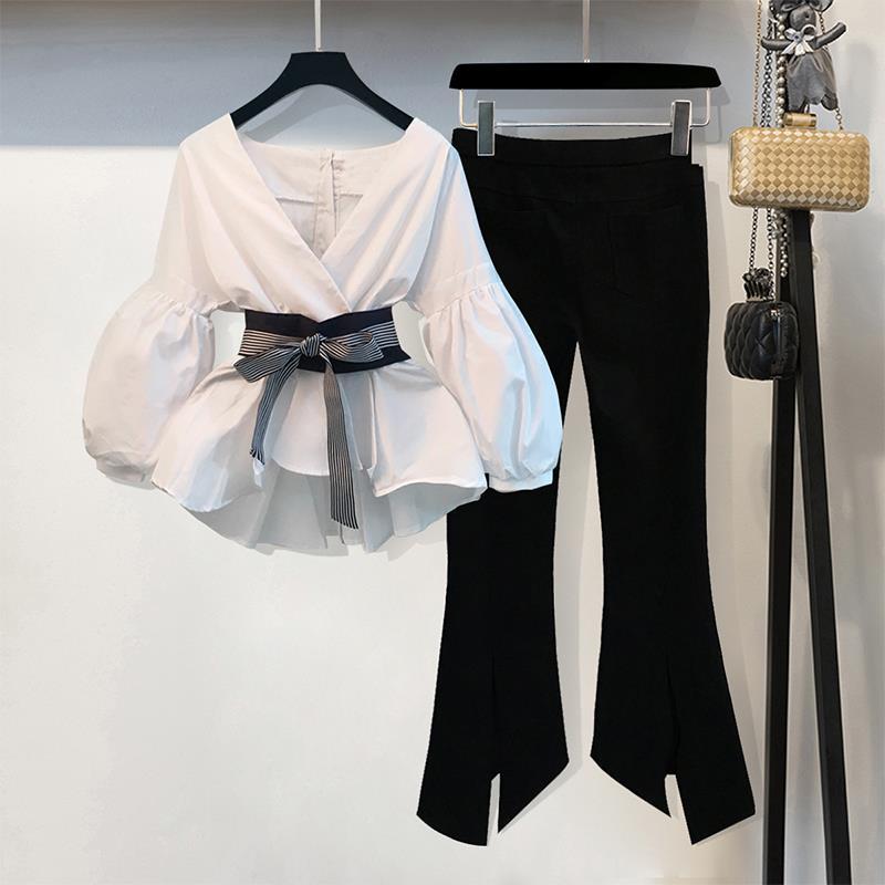 Spring dress new style of women's clothing, Korean fashion, fashionable port, fashionable temperament, two sets of summer broad leg pants suit.