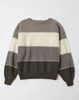 Casual Contrast Color Round Neck Sweater