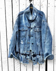 Loose Denim Jacket Women Spring And Autumn Lapel Long-Sleeved Irregular Hem Jacket Jacket