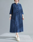 New Spring And Summer Loose Plus Size Women's Linen Over The Knee Long Shirt Skirt Age-Reducing And Thin Temperament Dress