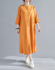 New Spring And Summer Loose Plus Size Women's Linen Over The Knee Long Shirt Skirt Age-Reducing And Thin Temperament Dress