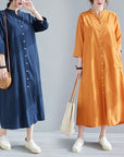 New Spring And Summer Loose Plus Size Women's Linen Over The Knee Long Shirt Skirt Age-Reducing And Thin Temperament Dress