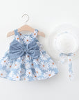 A749 Summer New Female Baby Vest Skirt Princess Dress 1234 Years Old With Big Bow Flower Skirt On The Chest On Behalf Of Hair