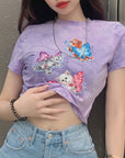 Slim RoundNeck T-shirt Top Women Summer European And American INS New Women's Clothing